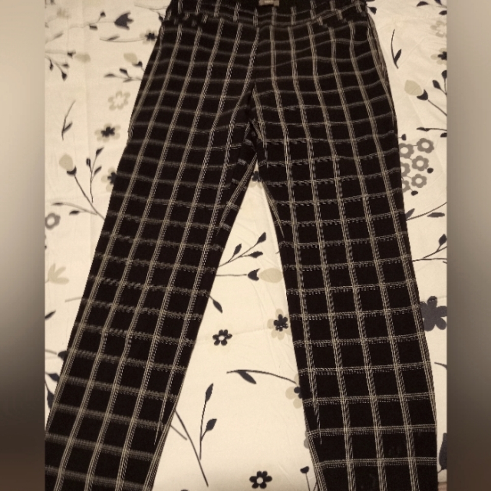 Blue/white stretch ankle length pants